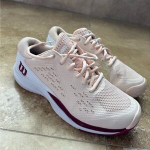 Wilson Women's Cream and Burgundy Athletic Tennis Shoes